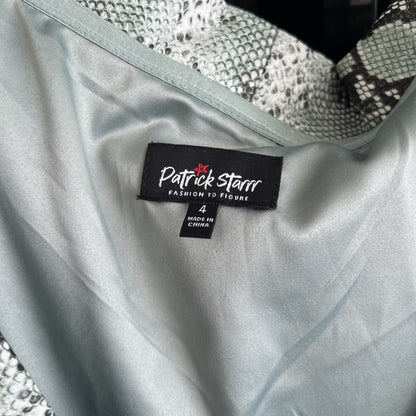 4X Off The Shoulder Snake Print Wrap Dress Patrick Starrr X FTF Mint Green Sexy