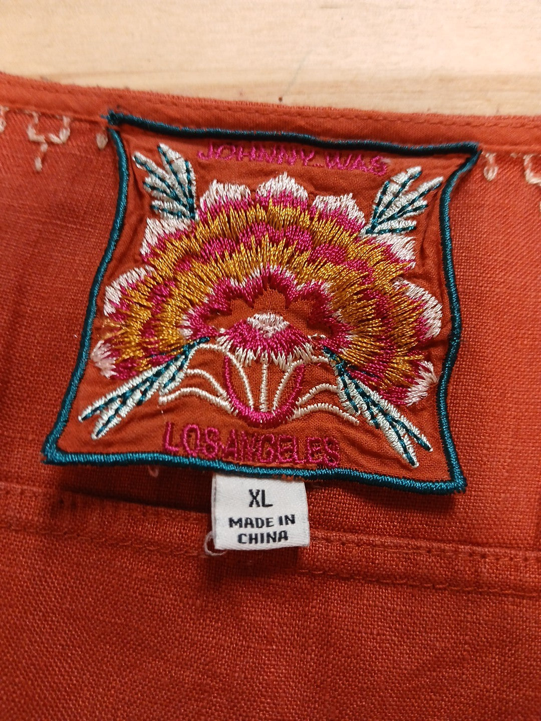 Johnny Was XL Salmon Embroidered Floral Pattern Long Tunic