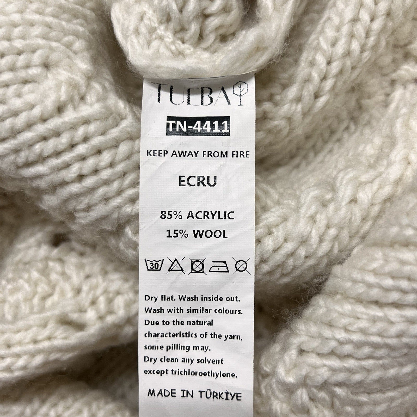 Large Crop Chunky Cable Knit Wool Blend Full Zip Womens Sweater Cream Fisherman