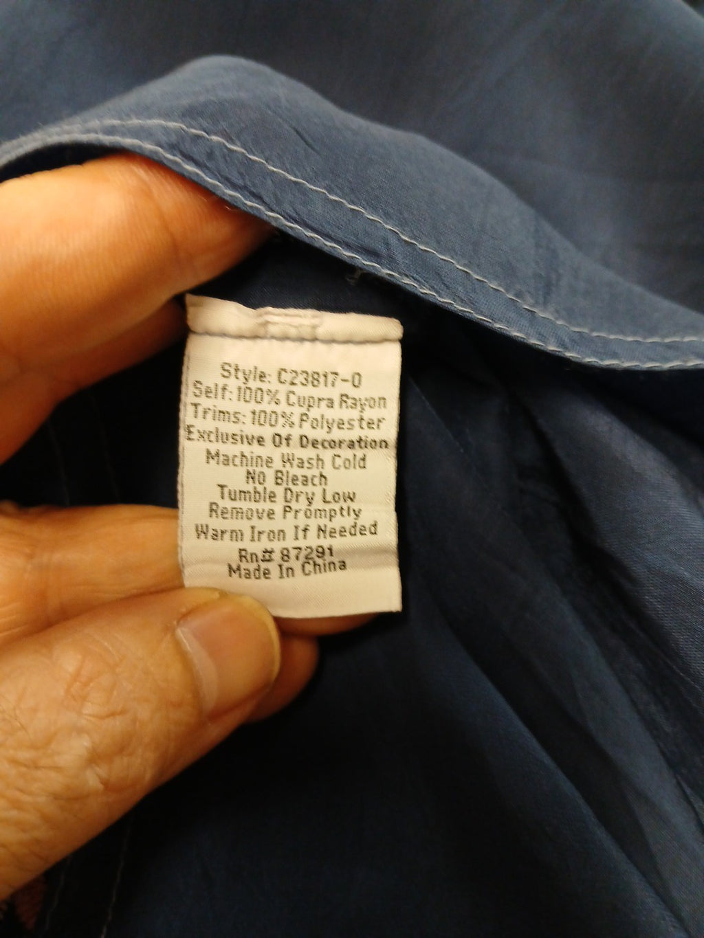 Johnny Was XL V-Neck Embroidered Blue Pullover Sheer Blouse