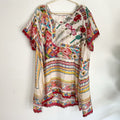 JOHNNY WAS XL Tulum Floral Tunic Top 100% Silk Boho Southwest Relaxed Beachy