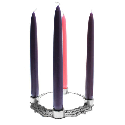Four Weeks of Advent Classic Pewter Wreath Set Catholic Christmas Candleholder