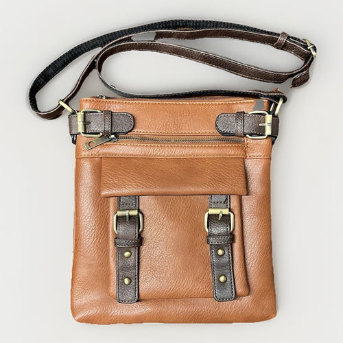 Jessie James Concealed Carry “Hannah” Handgun Crossbody Purse Bag Brown w Keys