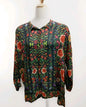 Johnny Was XL Silk Floral Pattern Button Up Collared Blouse