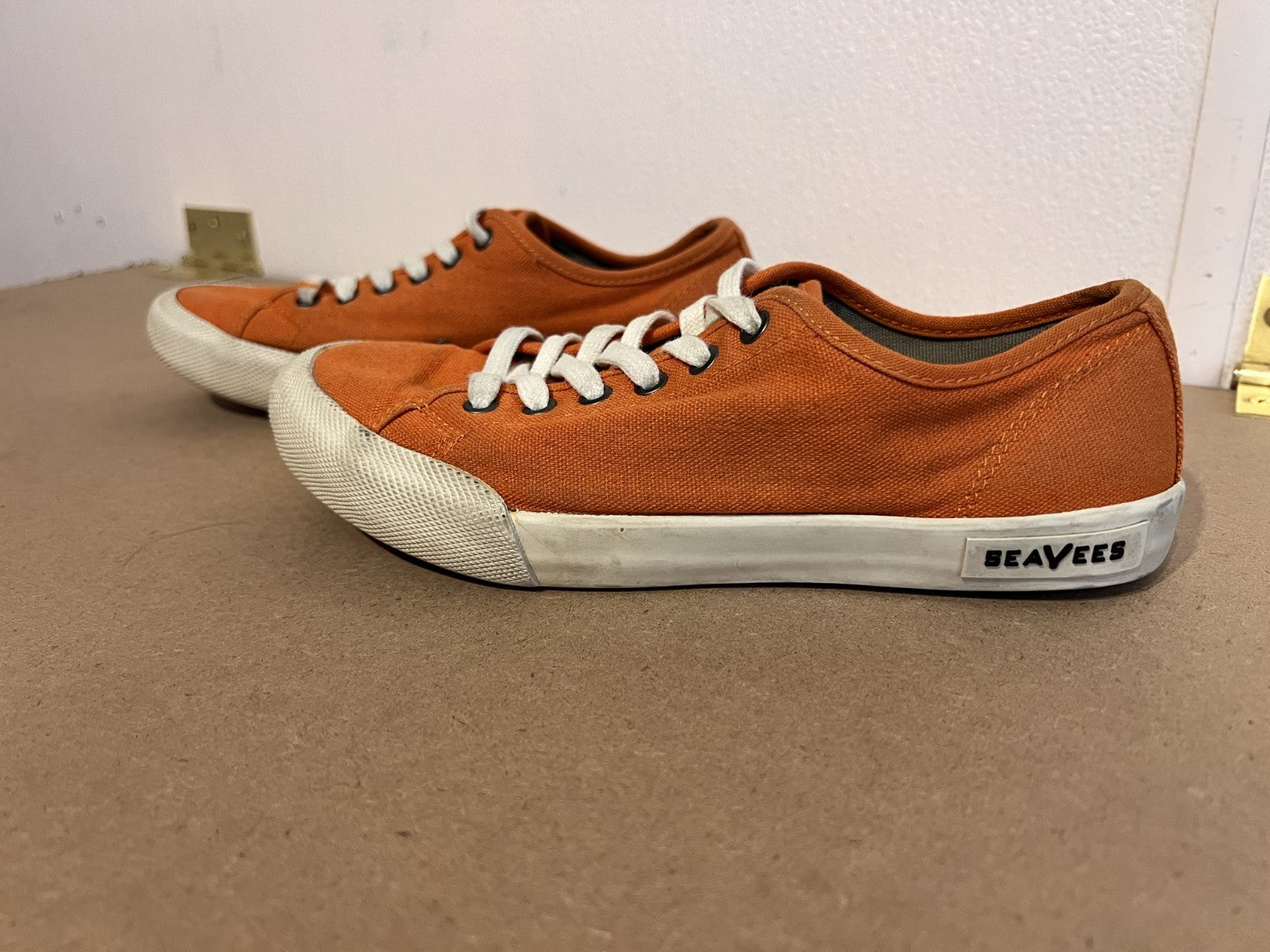 Seavees Women's Monterey Cotton/Canvas Cream Orange Sneaker Sz 5.5