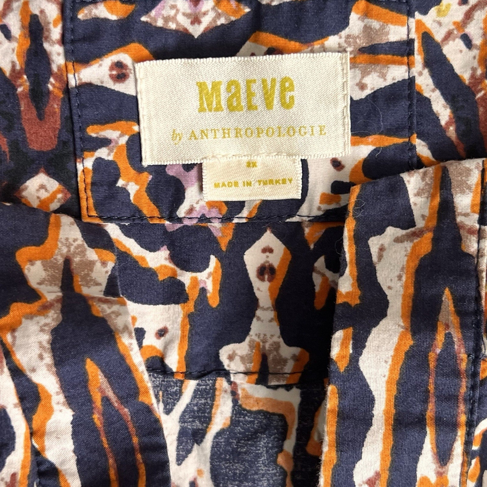 Maeve Anthropologie 2X Somerset Short Sleeve Maxi Dress Geo Tiered Boho Artsy