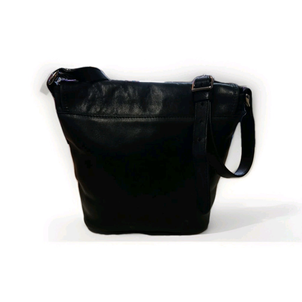 Orton Womens Black Satchel Style Cross Body Leather Handbag