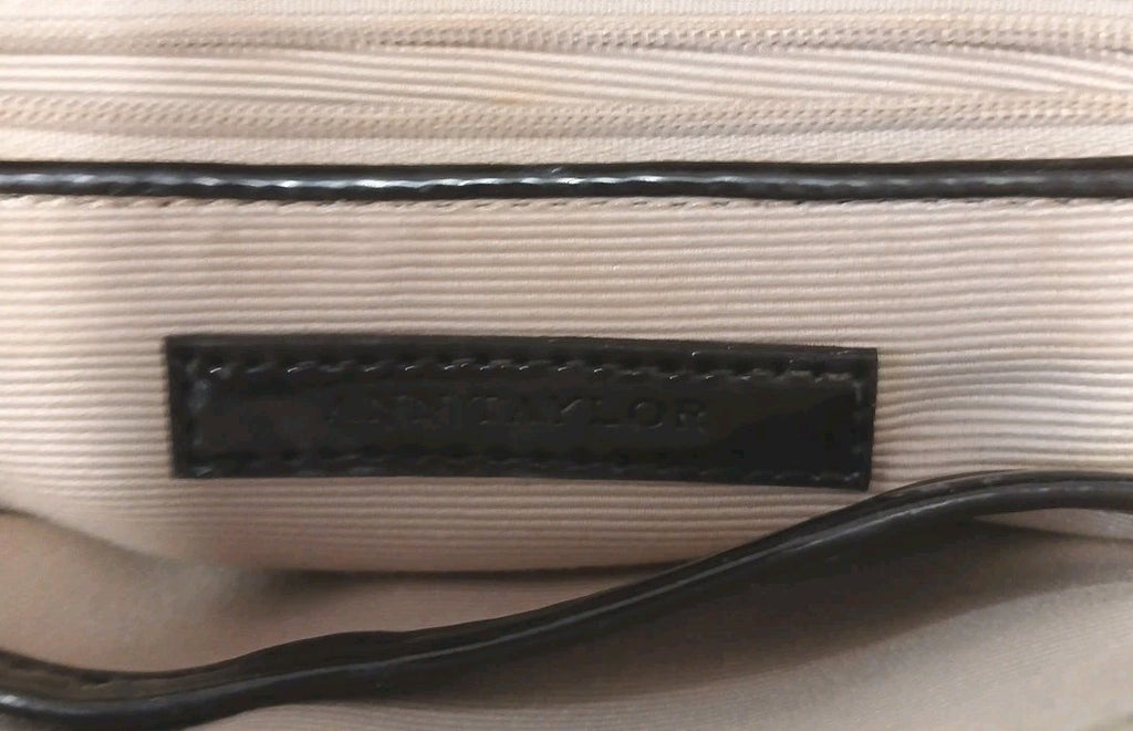 Ann Taylor Dark Dark Brown Faux Leather Shoulder Bag w/ Gold Link Strap