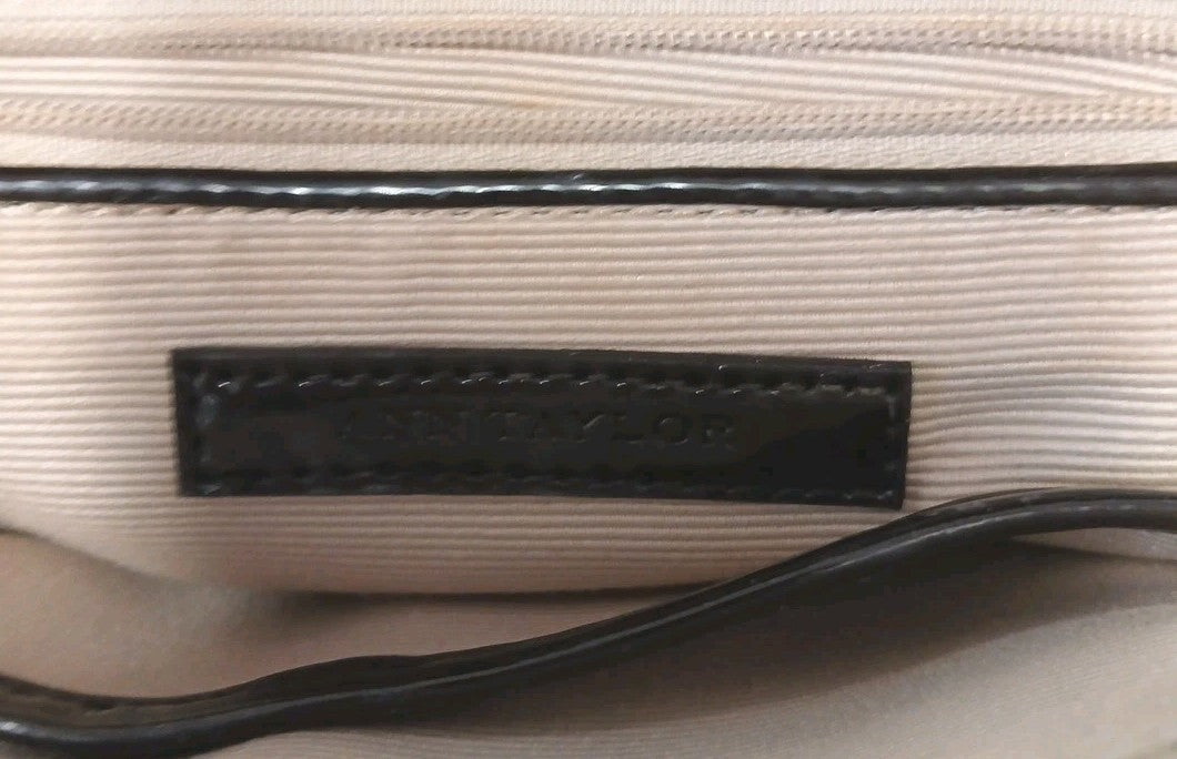 Ann Taylor Dark Dark Brown Faux Leather Shoulder Bag w/ Gold Link Strap