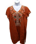 Johnny Was XL Salmon Embroidered Floral Pattern Long Tunic
