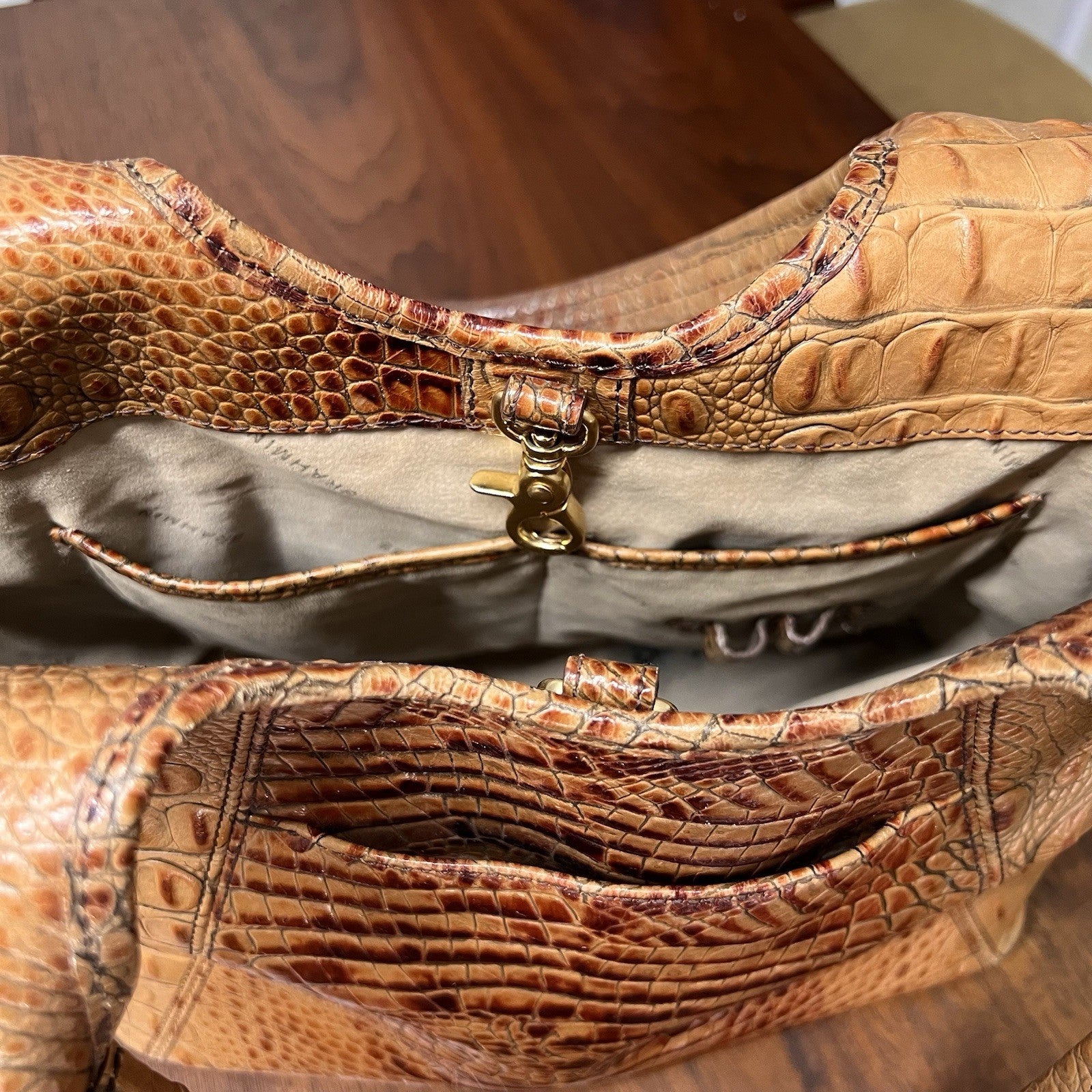 Brahmin Small Ashlee Satchel/Shoulder Bag & Ady Wallet Melbourne Croc Leather