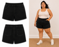 Terra & Sky Black Stone Wash Two Pocket Jean Shorts