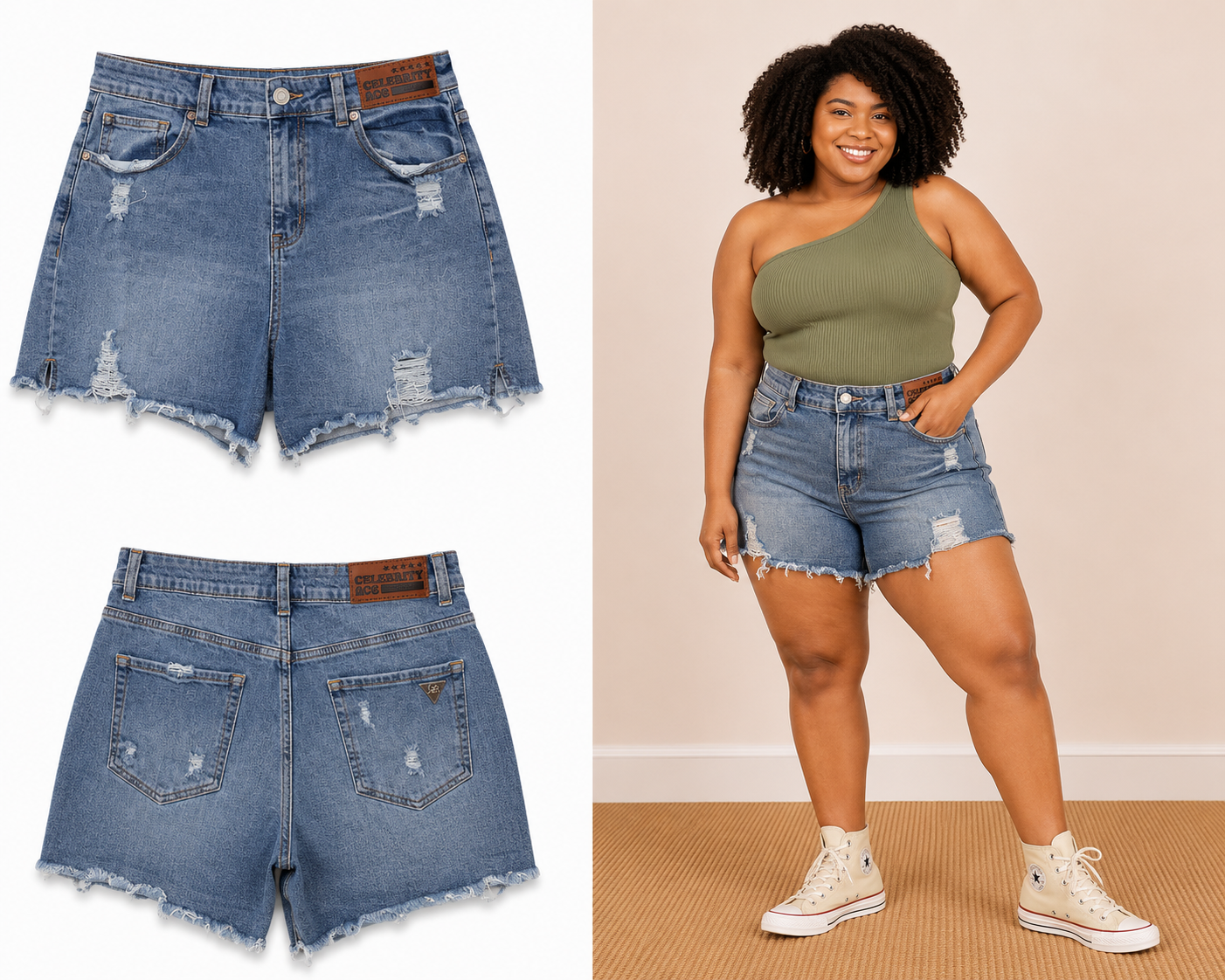 NWOT Celebrity Ace Distressed Blue Cut Off Jean Shorts