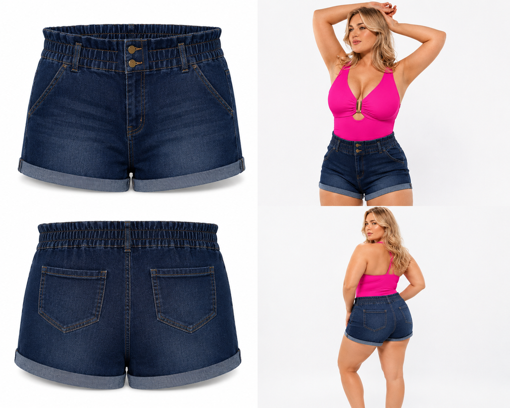 No Boundaries Stretch Waist Cuffed Blue Jean Shorts