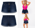 No Boundaries Stretch Waist Cuffed Blue Jean Shorts