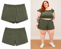 Terra & Sky Green Ruffle Waist 4 Pocket Shorts