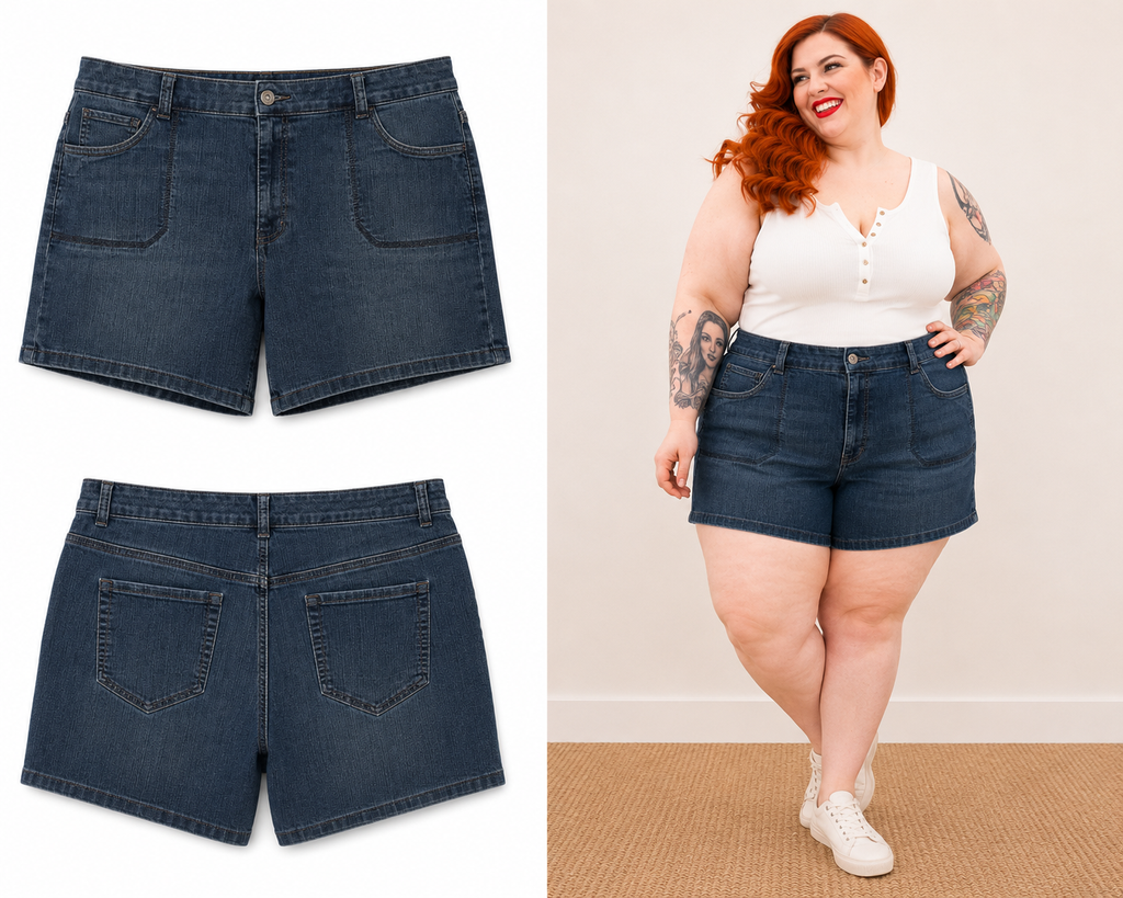 Faded Glory Standard Wash 5 Pocket Mid Length Jean Shorts