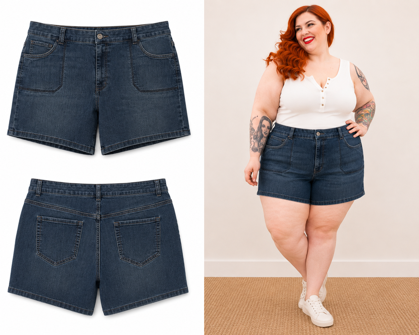 Faded Glory Standard Wash 5 Pocket Mid Length Jean Shorts