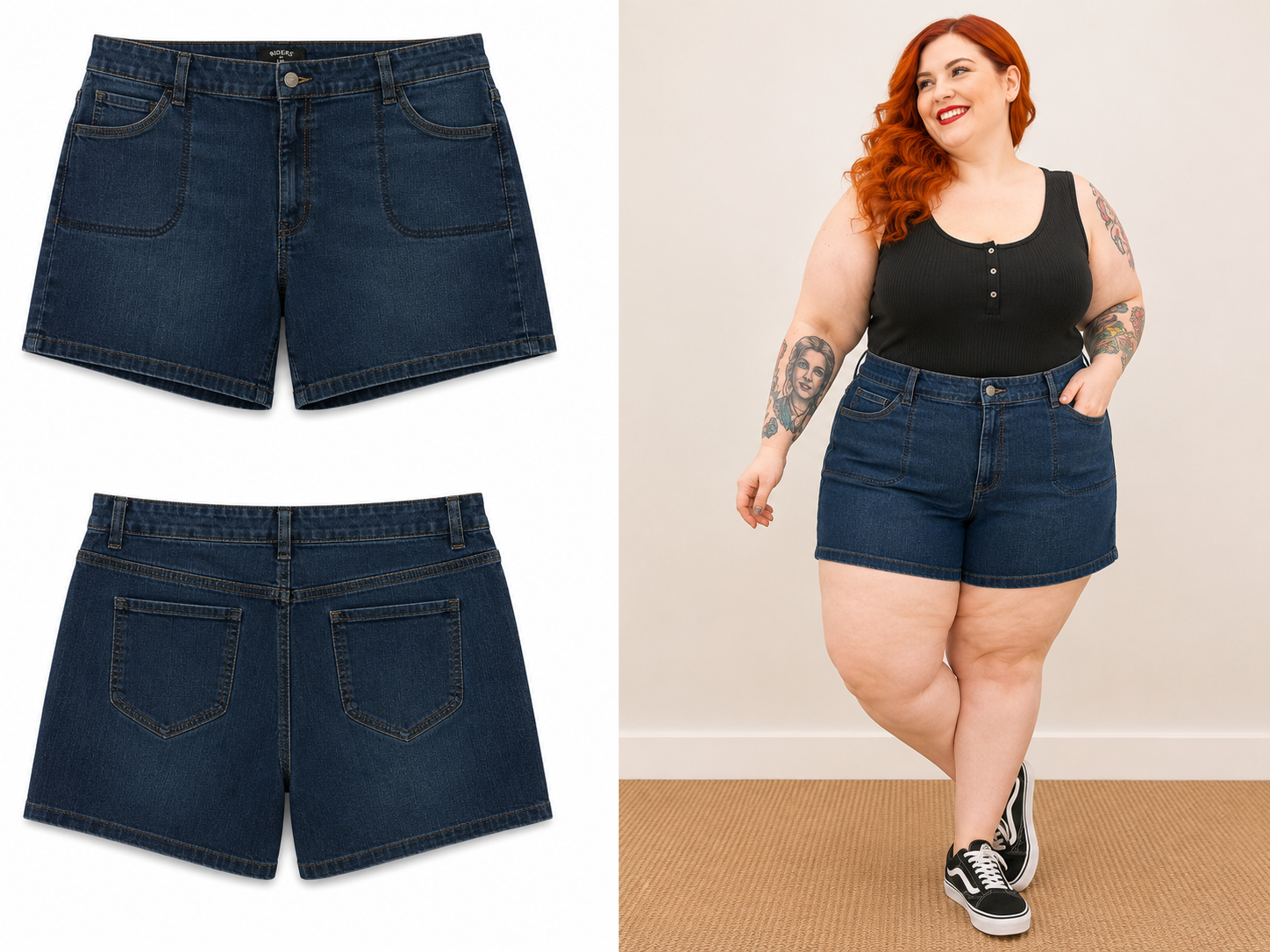 Lee Riders Dark Wash 5 Pocket Jean Shorts