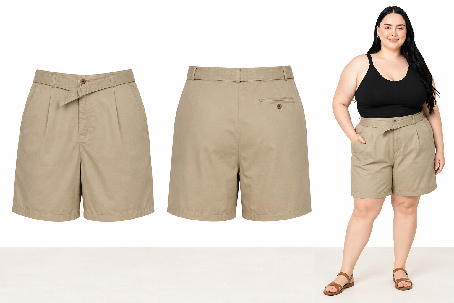 St Johns Bay NWT Worry Free Chino Shorts w/ Belt