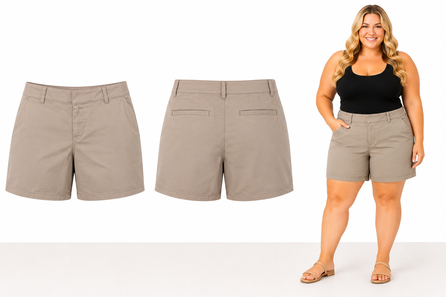 Lane Bryant Khaki Long Lenght Shorts with Pockets