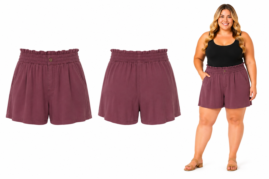 Jessica Simpson NWT Ruffle Top Stretch Waist Plum Shorts
