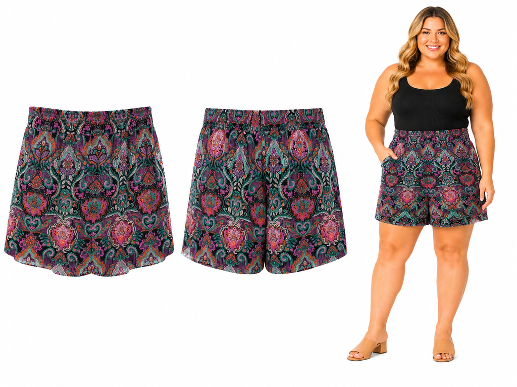 Torrid Purple Paisley Short Lenth Shorts