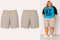 Gloria Vanderbilt NWT Tan All Around Slimming Clasic Rise Skimmer Length Hug-Me Stretch Denim Shorts
