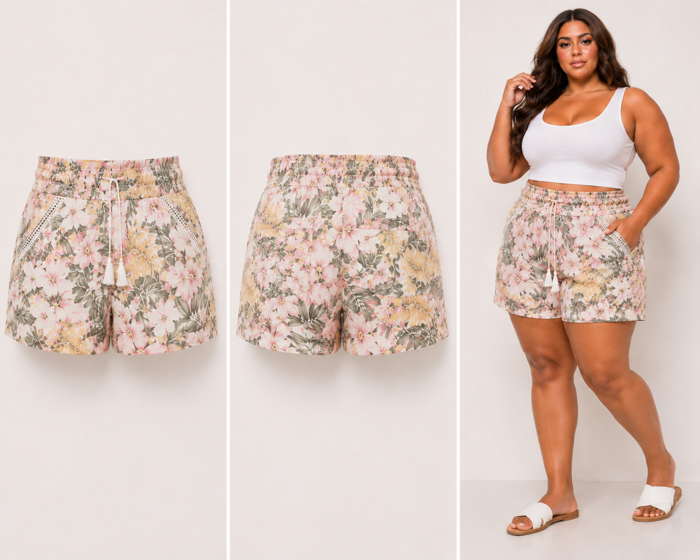 Briggs NWT Floral Print Draw String "Linen" Shorts