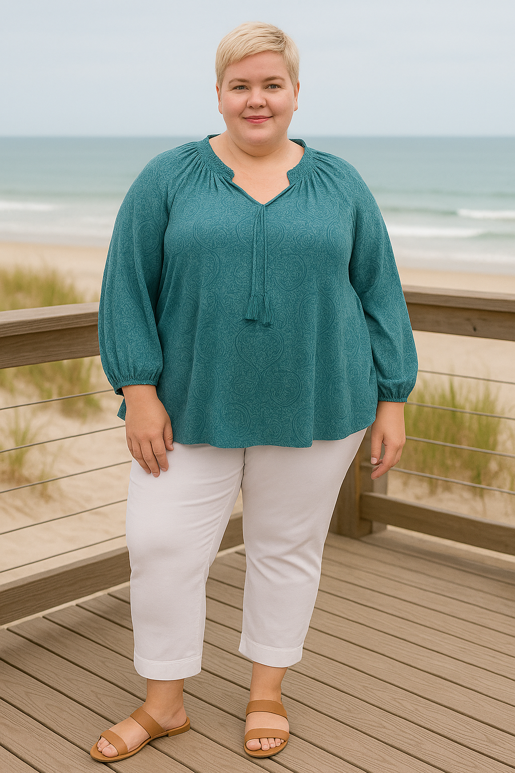 Pure Jill Affinity Terry Slim Crop White Pants