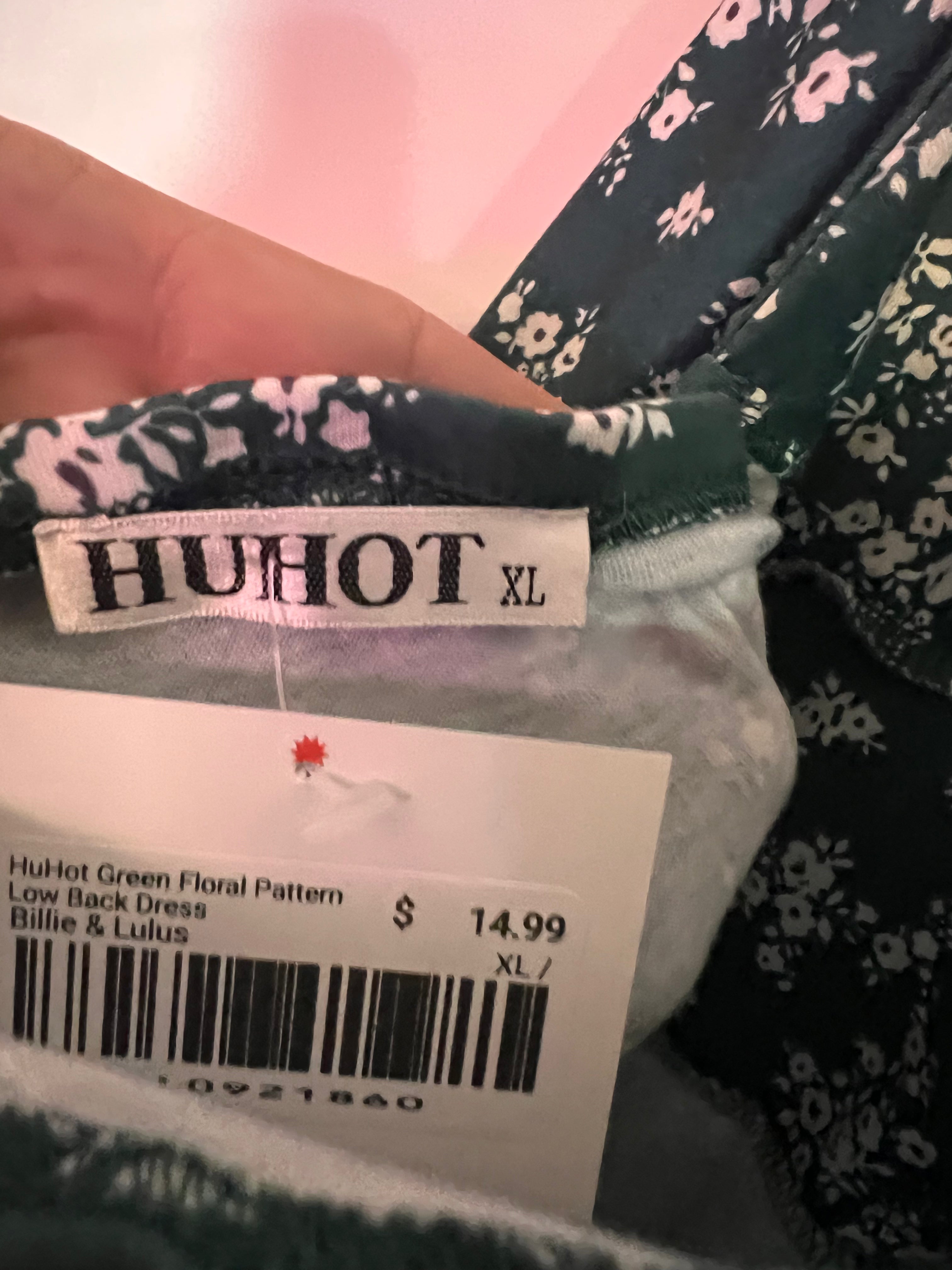 HuHot Green Floral Pattern Low Back Dress