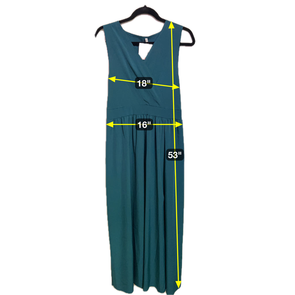 - Turquoise Deep V Sleeveless Dress