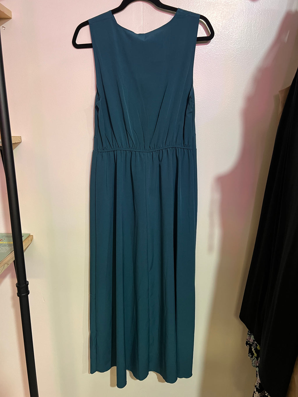 - Turquoise Deep V Sleeveless Dress