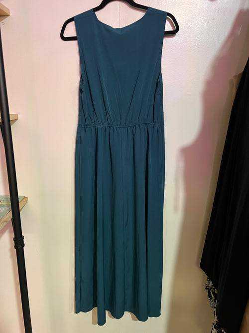 - Turquoise Deep V Sleeveless Dress