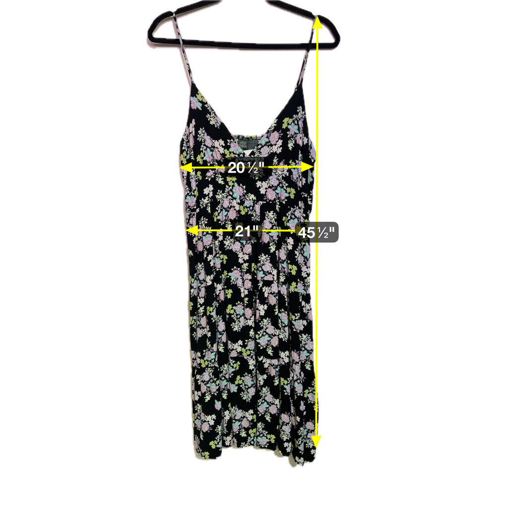 Wild Fable Black Floral Strappy V-neck Dress