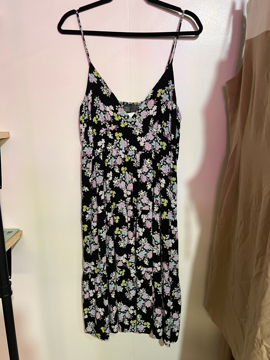 Wild Fable Black Floral Strappy V-neck Dress