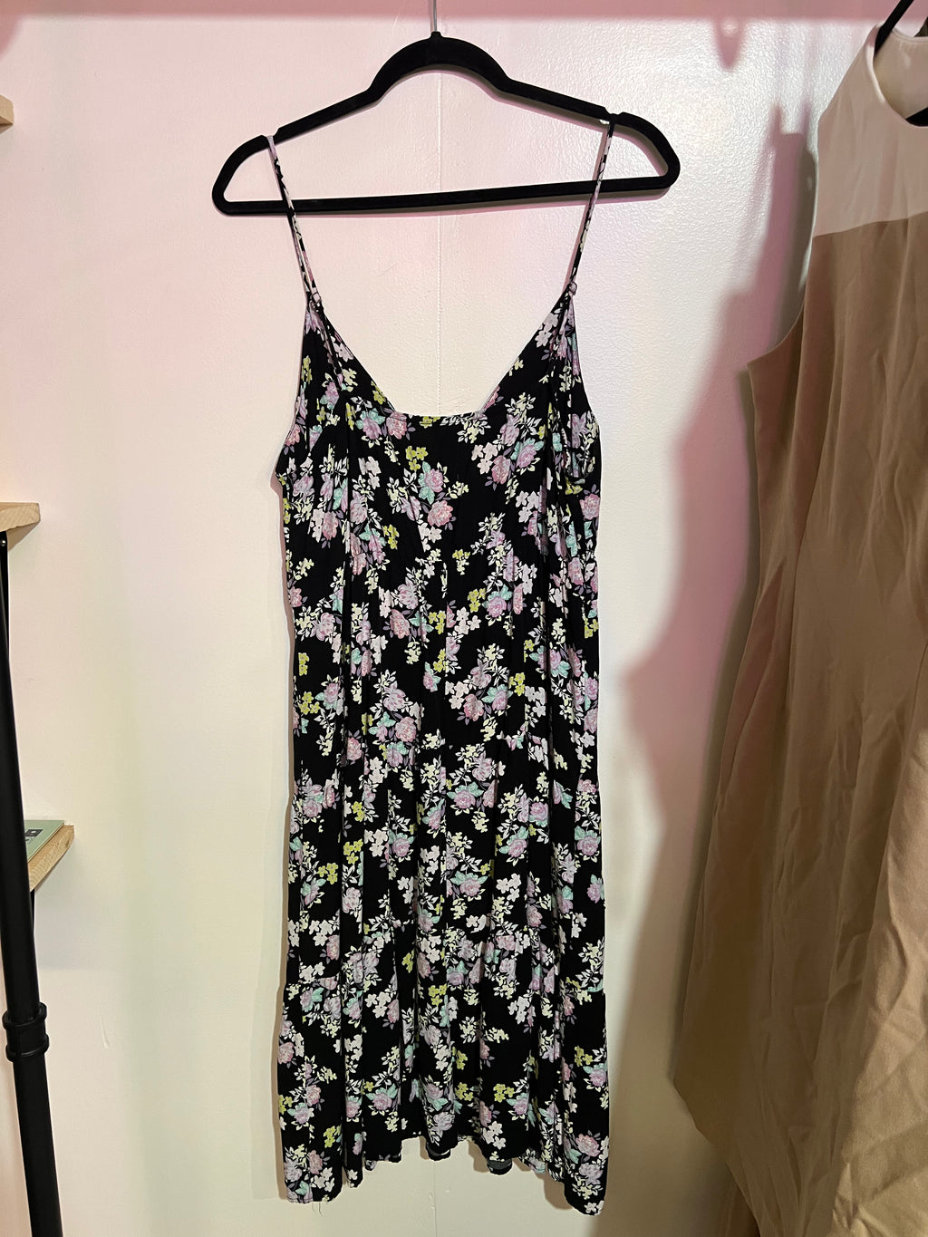 Wild Fable Black Floral Strappy V-neck Dress