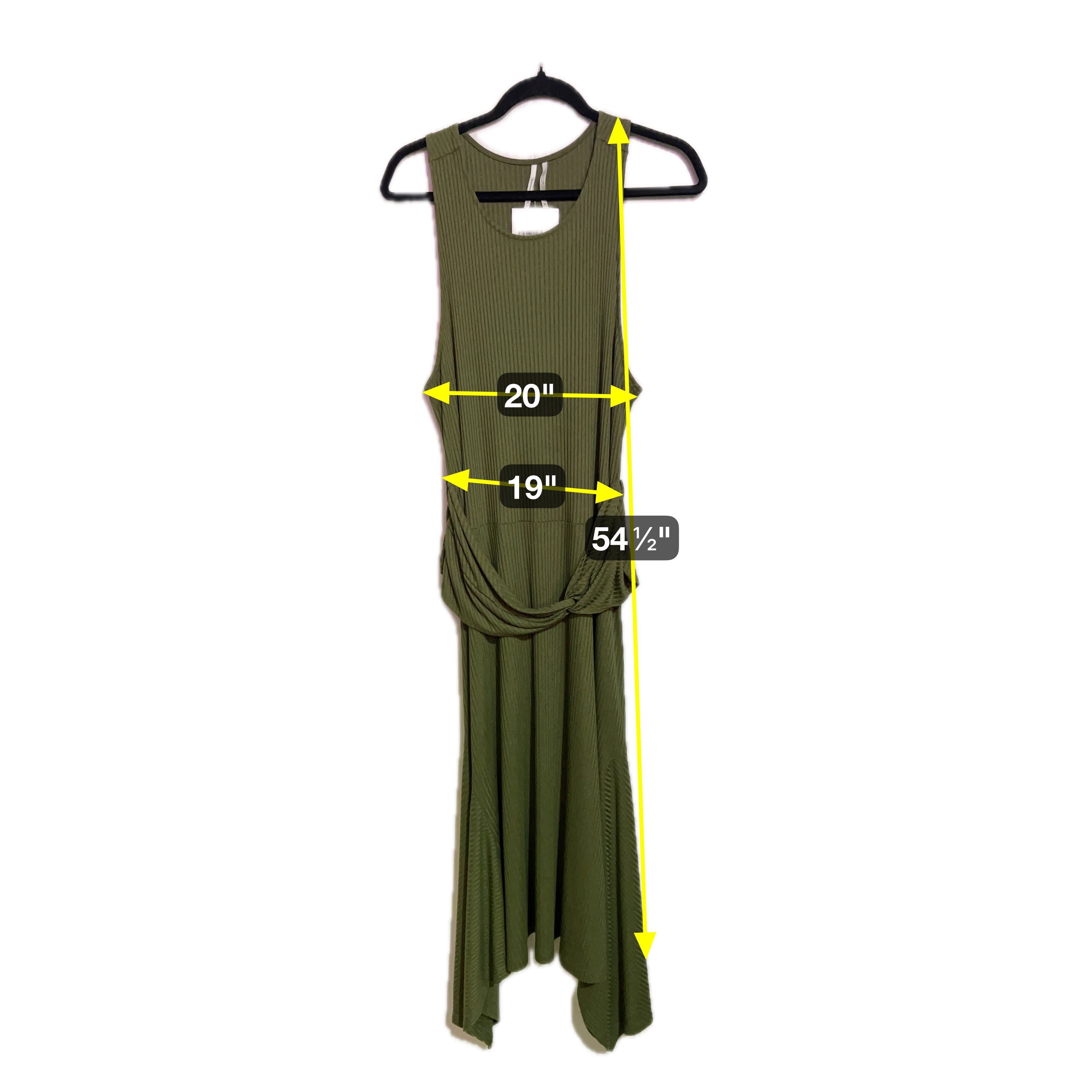 Anthropologie olive green ribbed midi dress King Solver