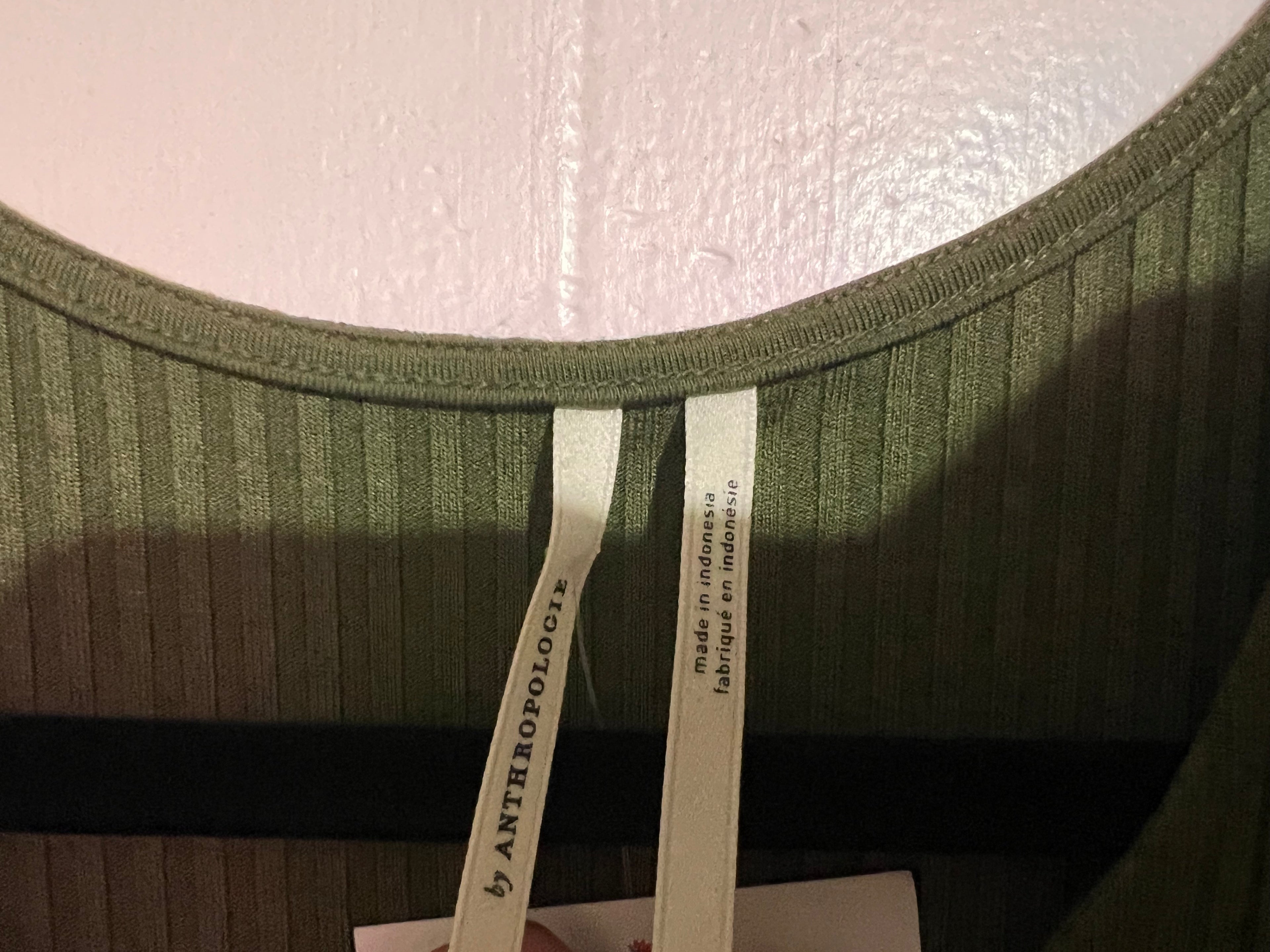 Anthropologie olive green ribbed midi dress King Solver