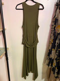 Anthropologie olive green ribbed midi dress King Solver