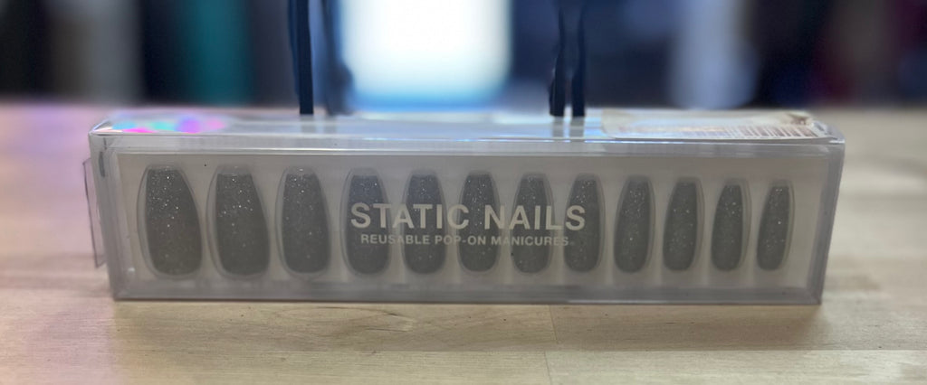 Static Nails Reusable Pop-On Manicures Silver Glitter