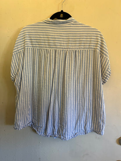Gap Blue And White Vertical Stripe Button Down