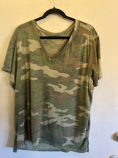 Lucky Brand Camo Print V-Neck
