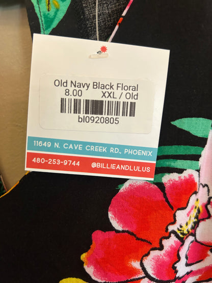 Old Navy Black Floral Sleeveless Shirt