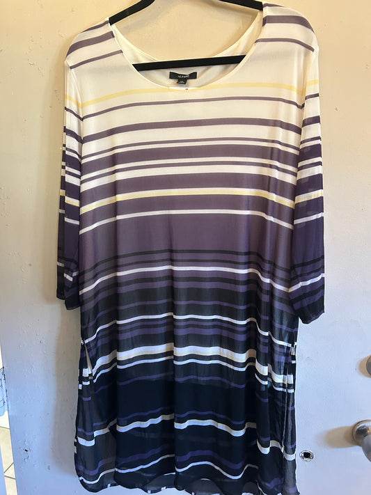 Alfani Purple and Yellow Horizontal Stripe