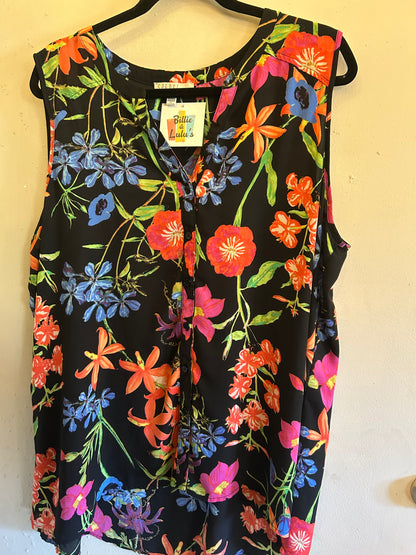 Spense Black tank flolral pattern