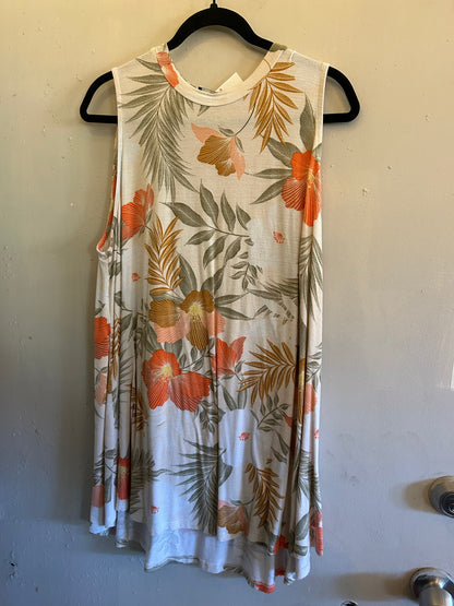 Lane Bryant Tan tank tropical pattern