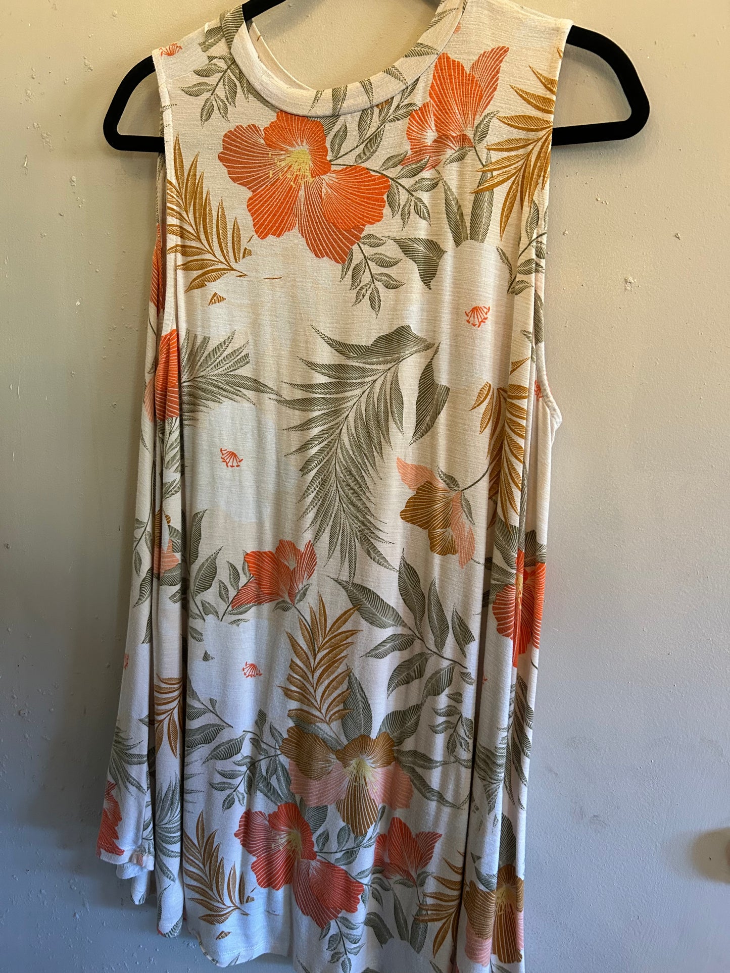 Lane Bryant Tan tank tropical pattern