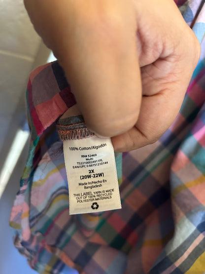 Terra & Sky Purple plaid ruffle sleeves