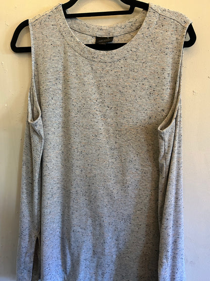 J. Jill Grey w blue and salmon dots ribbed sleeveless